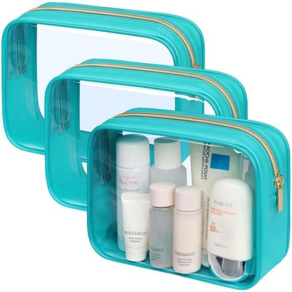 TSA Approved Toiletry Bag - Clear Makeup Bag Waterproof Quart Size Bag, - Picture 1 of 6